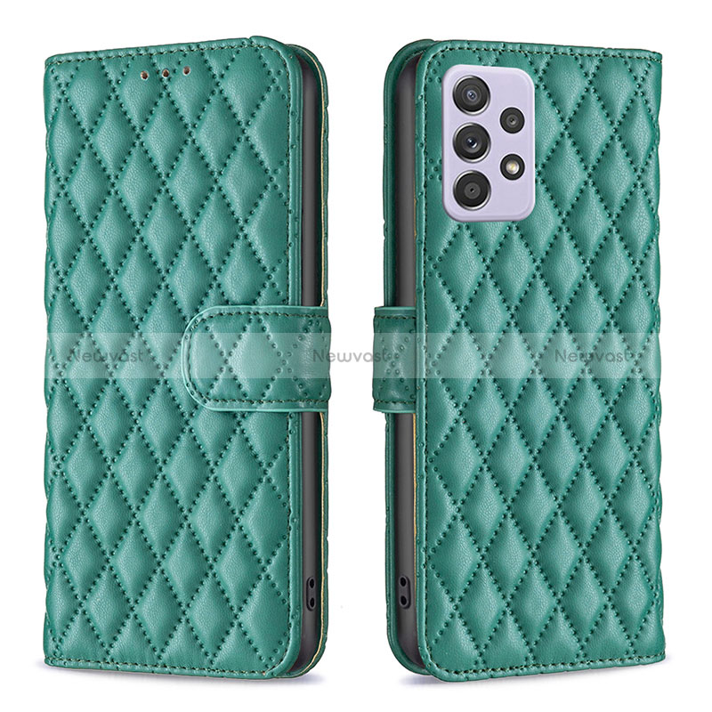 Leather Case Stands Flip Cover Holder B12F for Samsung Galaxy A52 5G Green