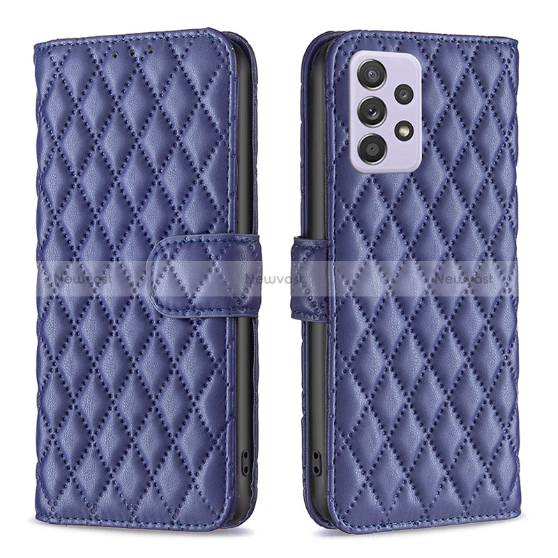 Leather Case Stands Flip Cover Holder B12F for Samsung Galaxy A52s 5G Blue