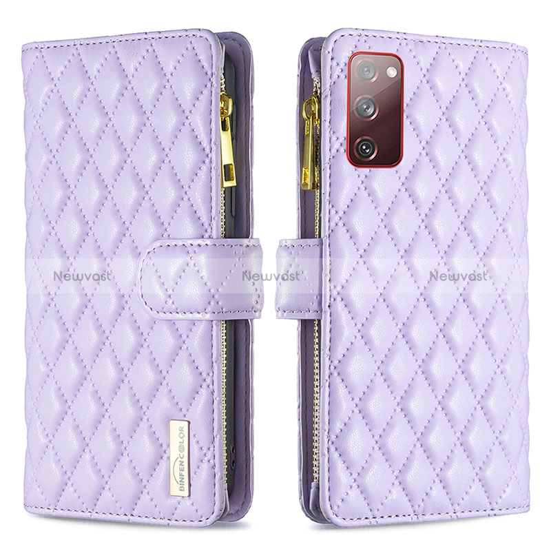 Leather Case Stands Flip Cover Holder B12F for Samsung Galaxy S20 FE (2022) 5G Purple