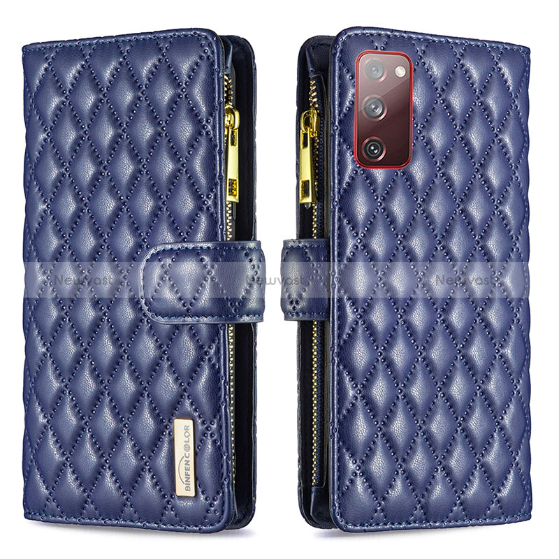 Leather Case Stands Flip Cover Holder B12F for Samsung Galaxy S20 FE 4G Blue