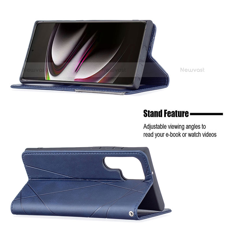 Leather Case Stands Flip Cover Holder B12F for Samsung Galaxy S22 Ultra 5G