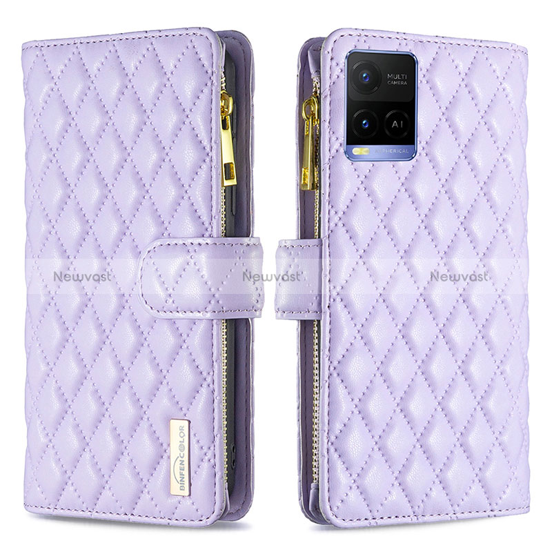 Leather Case Stands Flip Cover Holder B12F for Vivo Y21