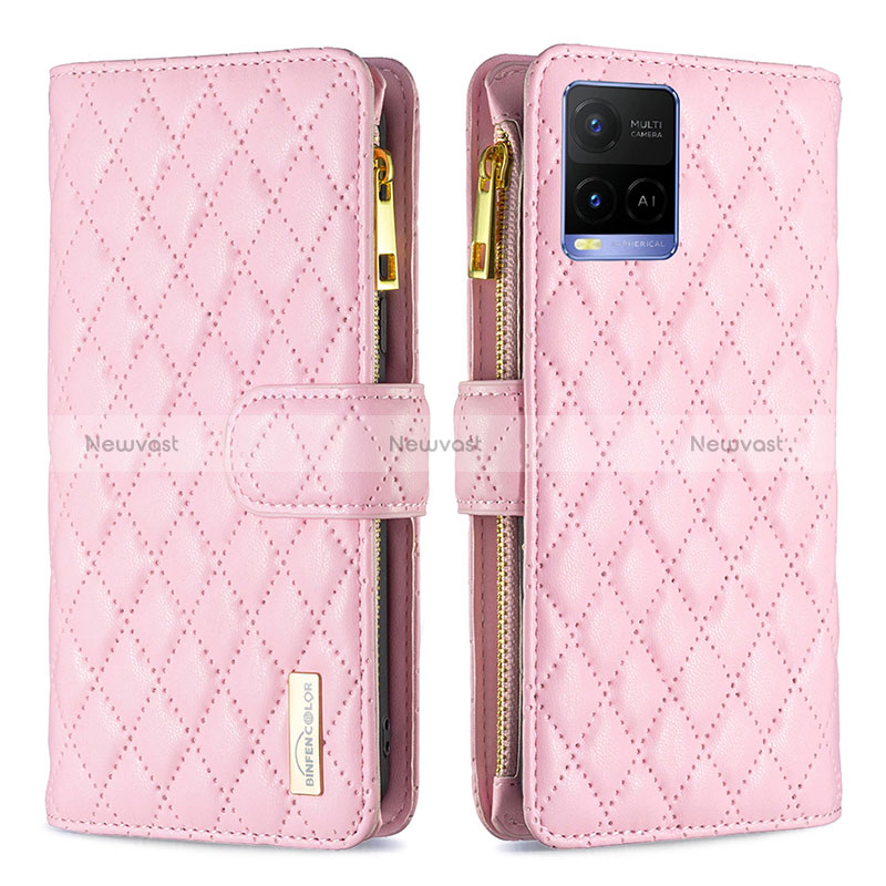 Leather Case Stands Flip Cover Holder B12F for Vivo Y21