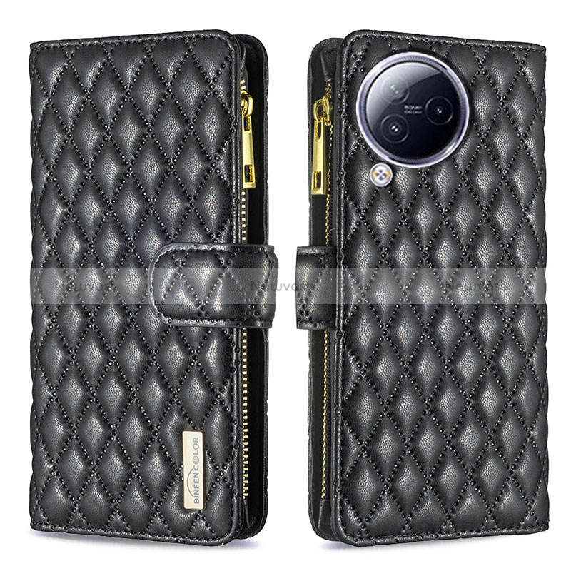 Leather Case Stands Flip Cover Holder B12F for Xiaomi Civi 3 5G Black