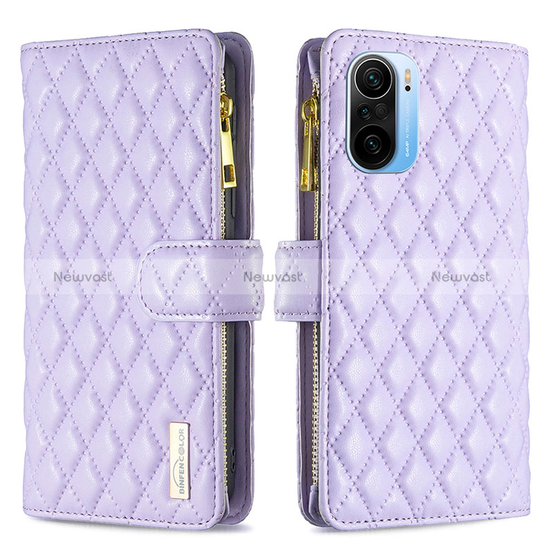 Leather Case Stands Flip Cover Holder B12F for Xiaomi Mi 11i 5G Purple