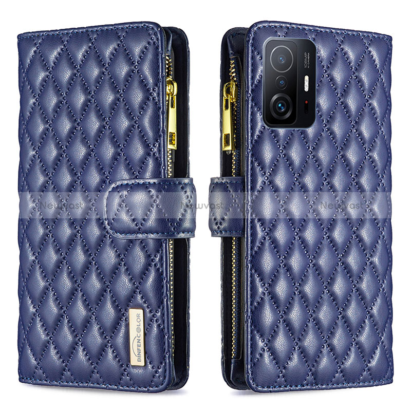 Leather Case Stands Flip Cover Holder B12F for Xiaomi Mi 11T 5G Blue