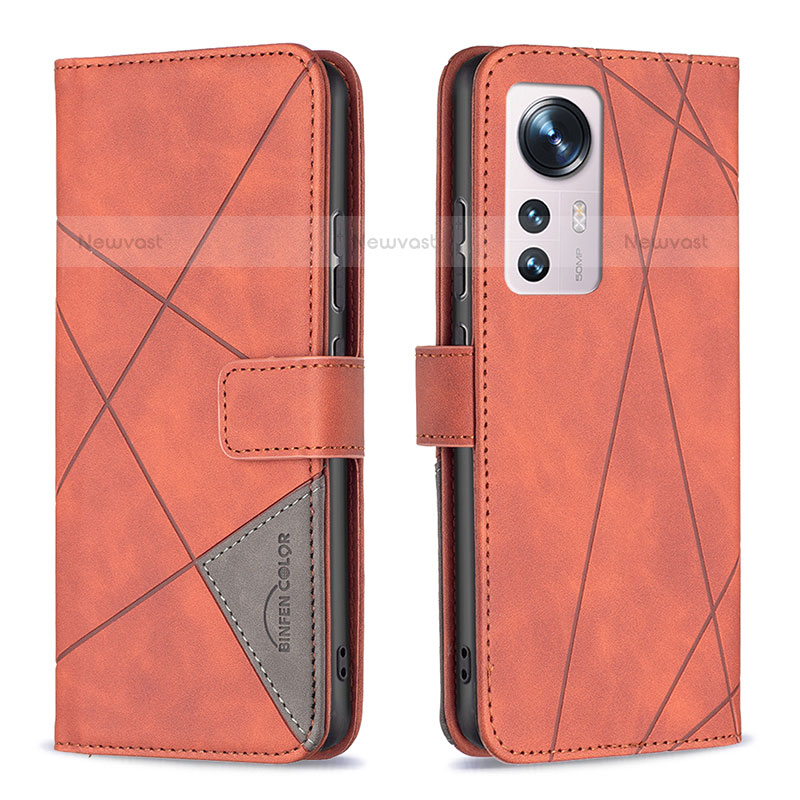 Leather Case Stands Flip Cover Holder B12F for Xiaomi Mi 12S Pro 5G Orange