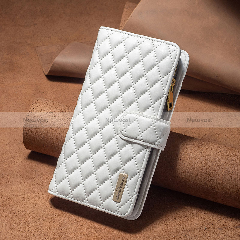 Leather Case Stands Flip Cover Holder B12F for Xiaomi Mi 13 5G White