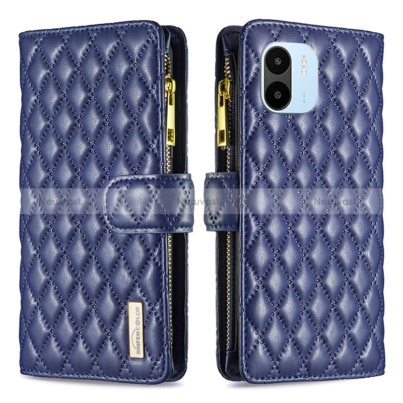 Leather Case Stands Flip Cover Holder B12F for Xiaomi Redmi A1 Blue