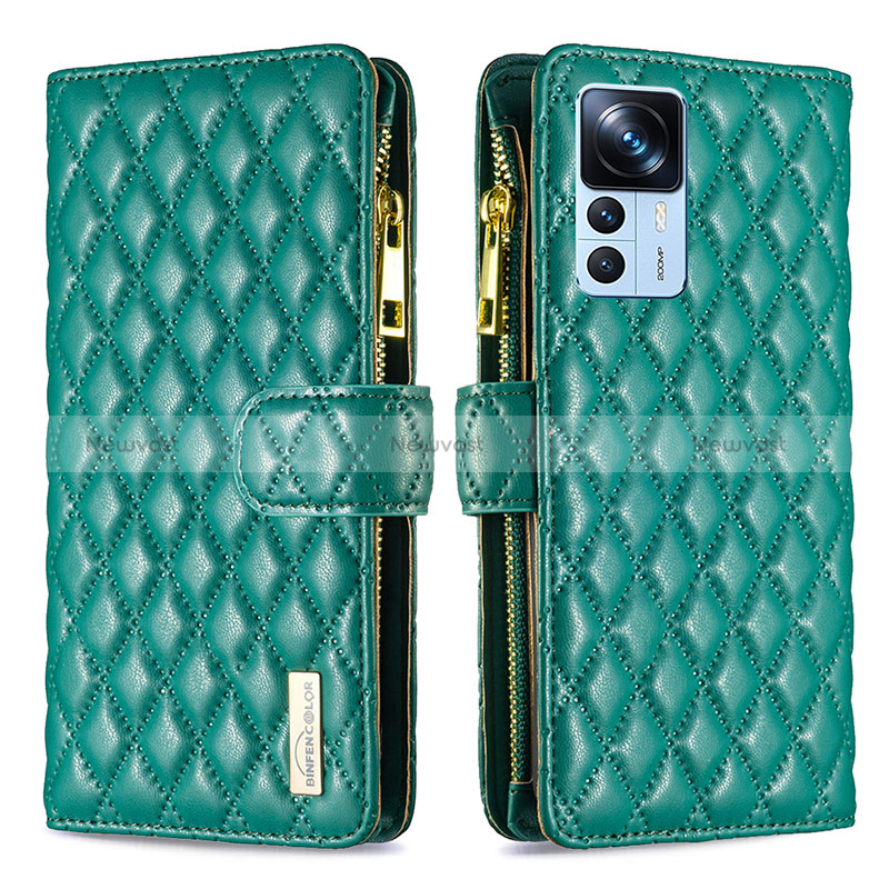 Leather Case Stands Flip Cover Holder B12F for Xiaomi Redmi K50 Ultra 5G Green