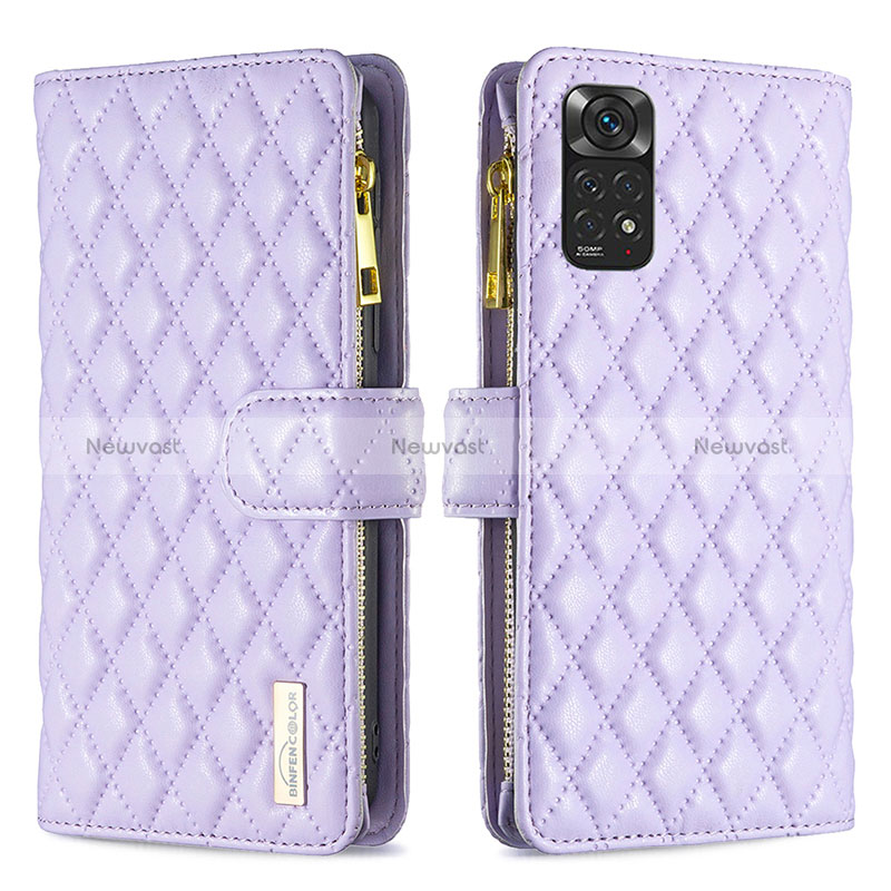 Leather Case Stands Flip Cover Holder B12F for Xiaomi Redmi Note 11 4G (2022)