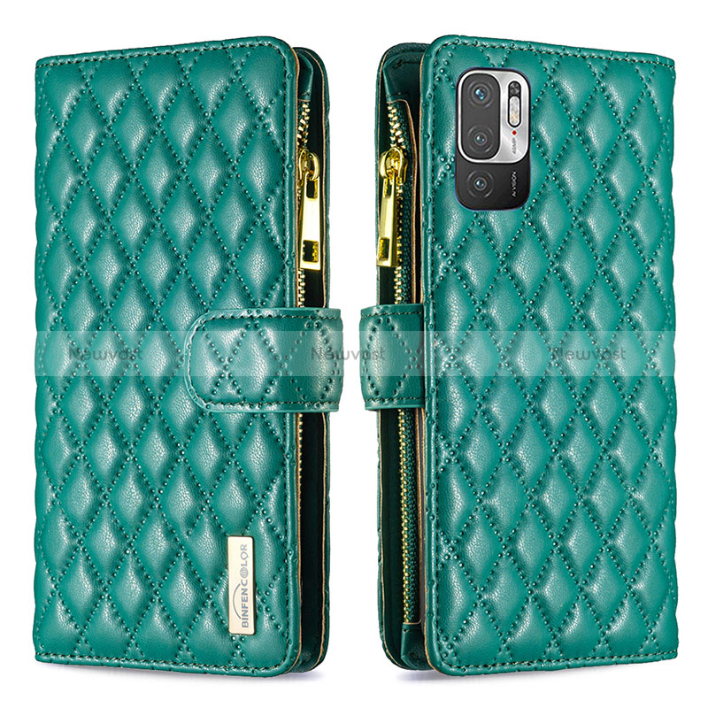 Leather Case Stands Flip Cover Holder B12F for Xiaomi Redmi Note 11 SE 5G Green