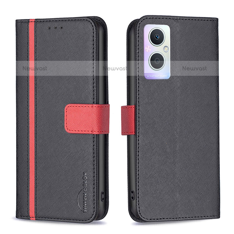 Leather Case Stands Flip Cover Holder B13F for OnePlus Nord N20 5G Black