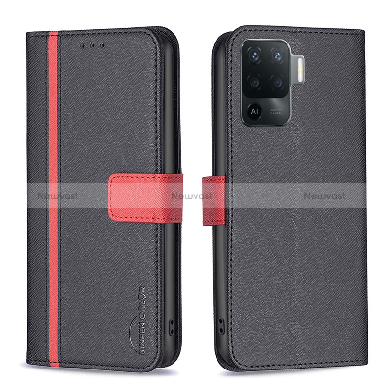 Leather Case Stands Flip Cover Holder B13F for Oppo Reno5 F