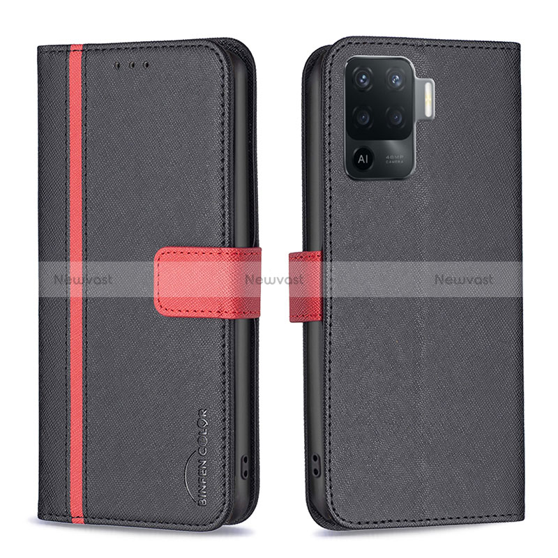 Leather Case Stands Flip Cover Holder B13F for Oppo Reno5 Lite