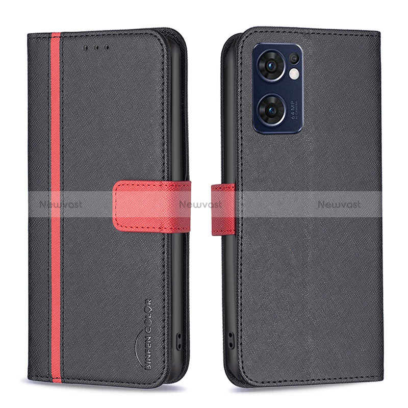 Leather Case Stands Flip Cover Holder B13F for Oppo Reno7 5G
