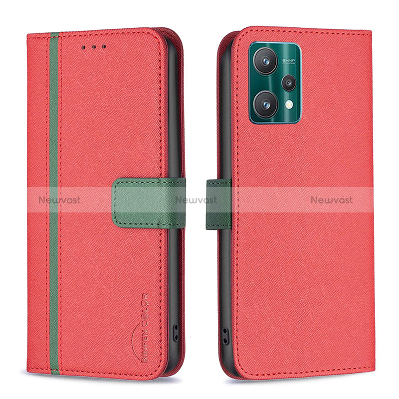 Leather Case Stands Flip Cover Holder B13F for Realme 9 Pro 5G Red