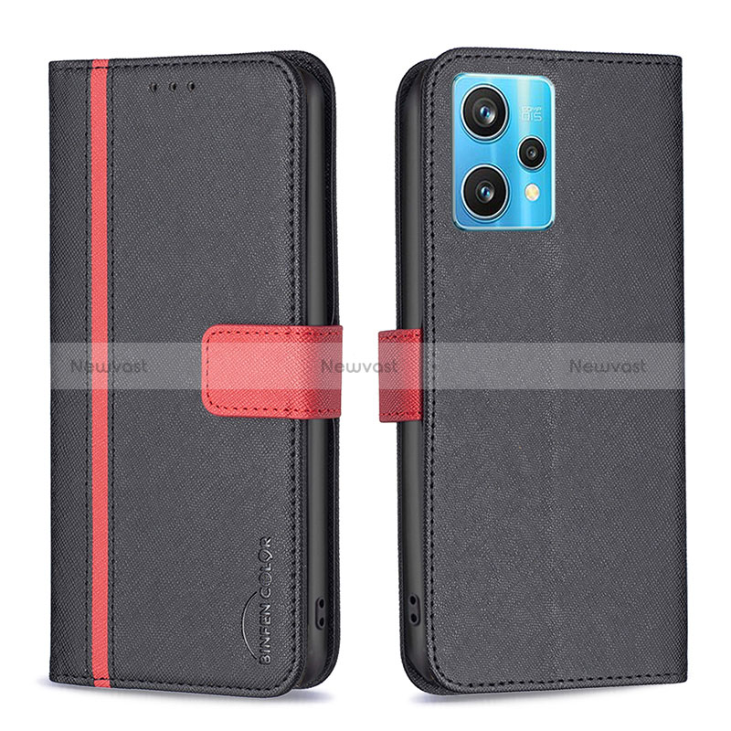 Leather Case Stands Flip Cover Holder B13F for Realme 9 Pro+ Plus 5G Black