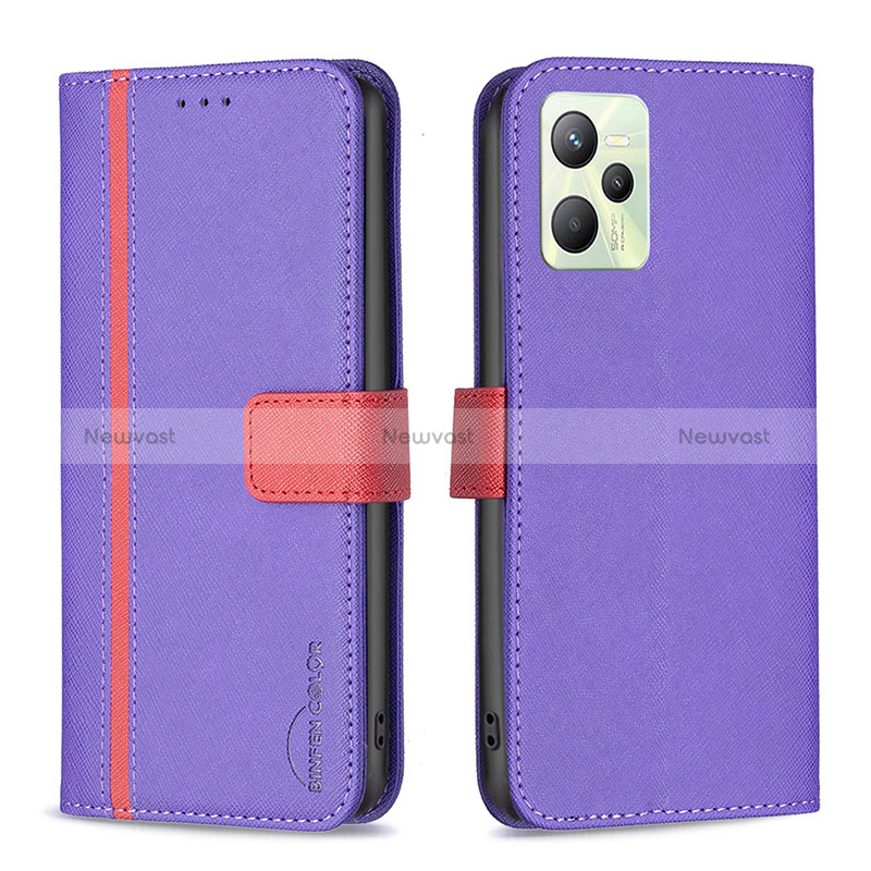 Leather Case Stands Flip Cover Holder B13F for Realme C35