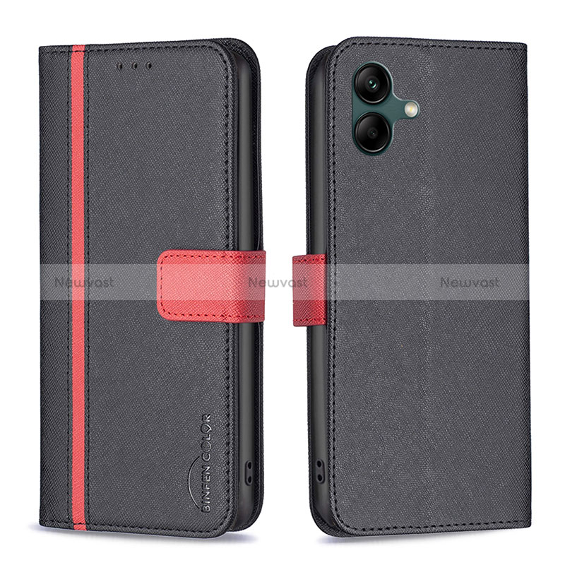 Leather Case Stands Flip Cover Holder B13F for Samsung Galaxy A04 4G Black