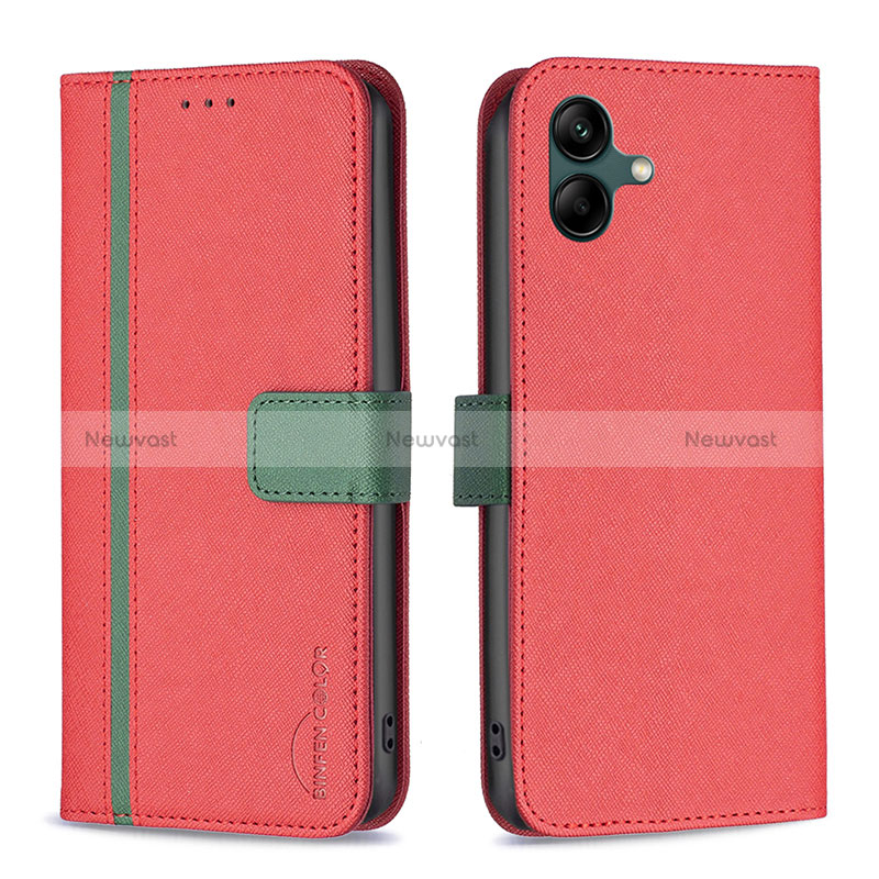 Leather Case Stands Flip Cover Holder B13F for Samsung Galaxy A05 Red