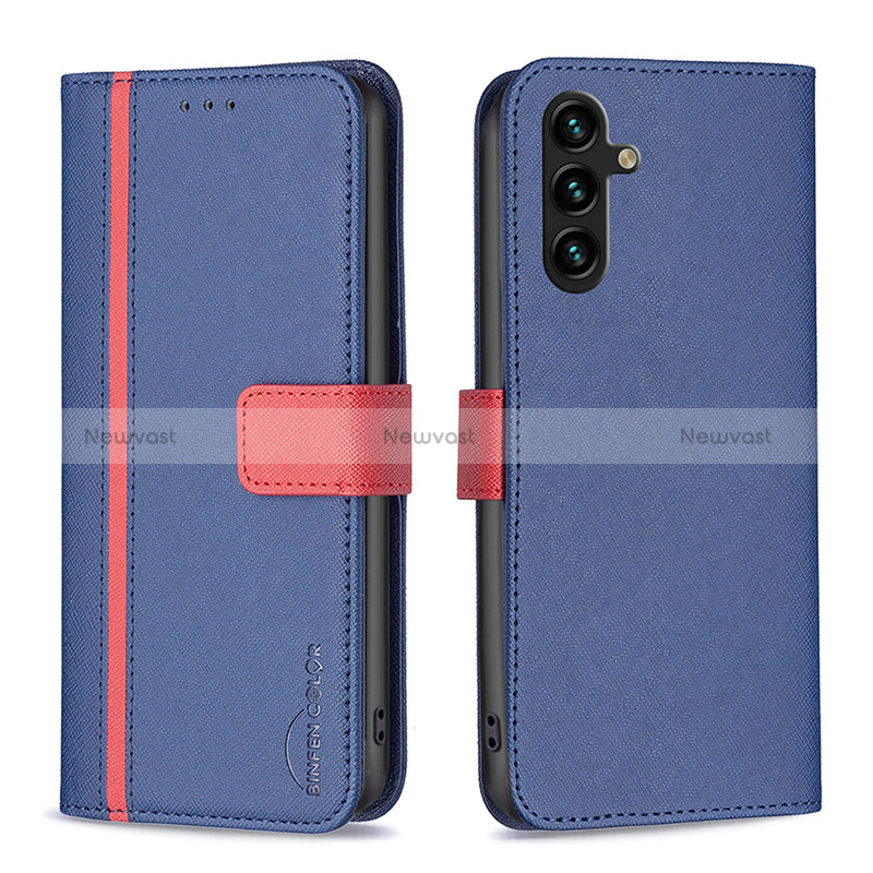 Leather Case Stands Flip Cover Holder B13F for Samsung Galaxy A13 5G Blue