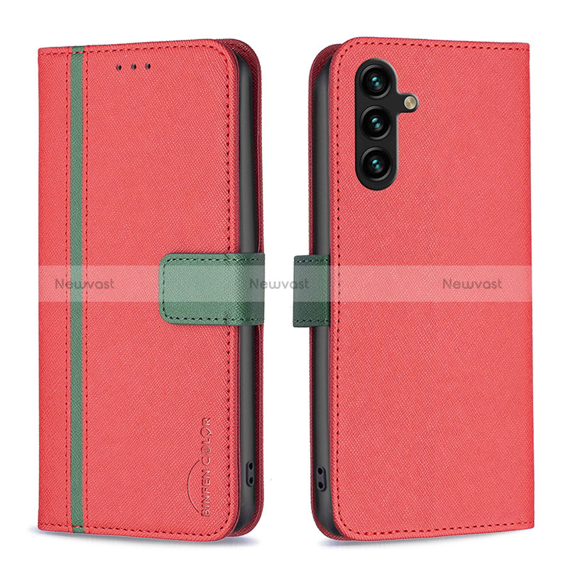 Leather Case Stands Flip Cover Holder B13F for Samsung Galaxy A13 5G Red
