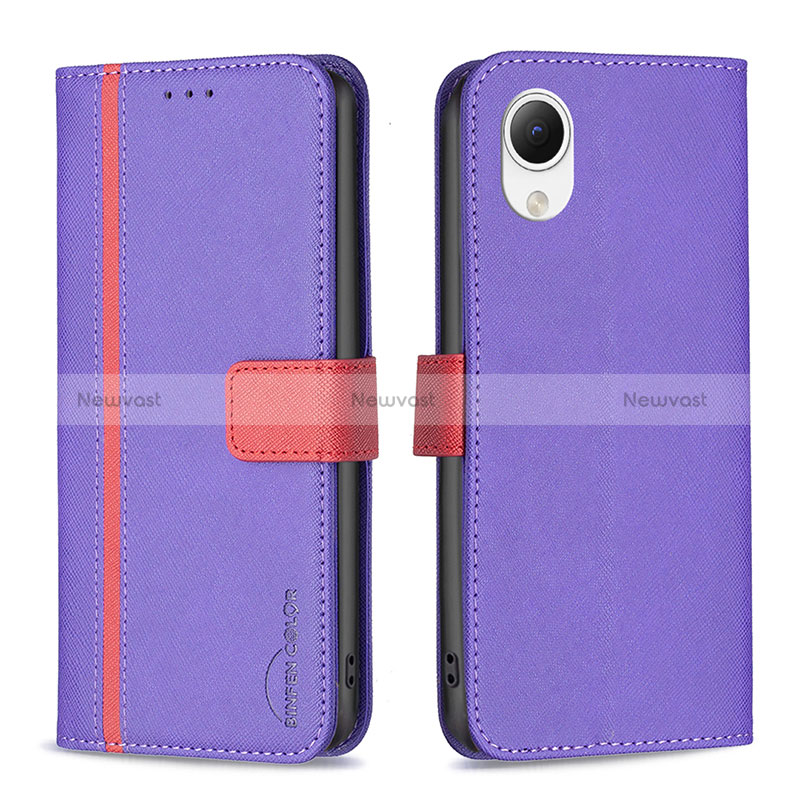 Leather Case Stands Flip Cover Holder B13F for Samsung Galaxy A23s Purple