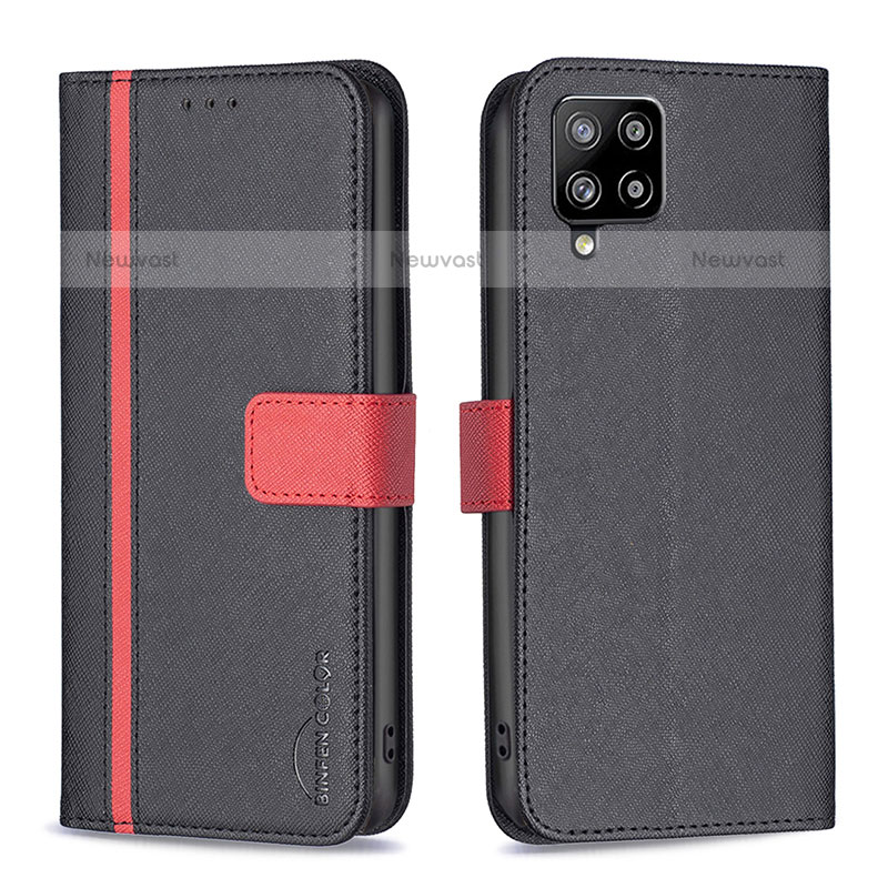 Leather Case Stands Flip Cover Holder B13F for Samsung Galaxy A42 5G Black