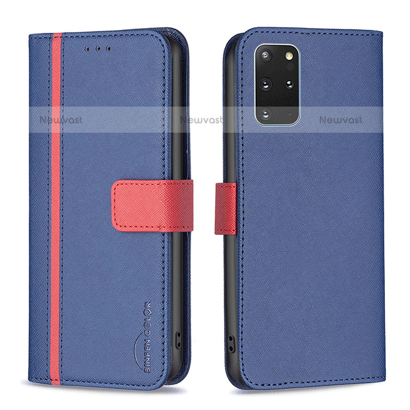 Leather Case Stands Flip Cover Holder B13F for Samsung Galaxy S20 Plus Blue