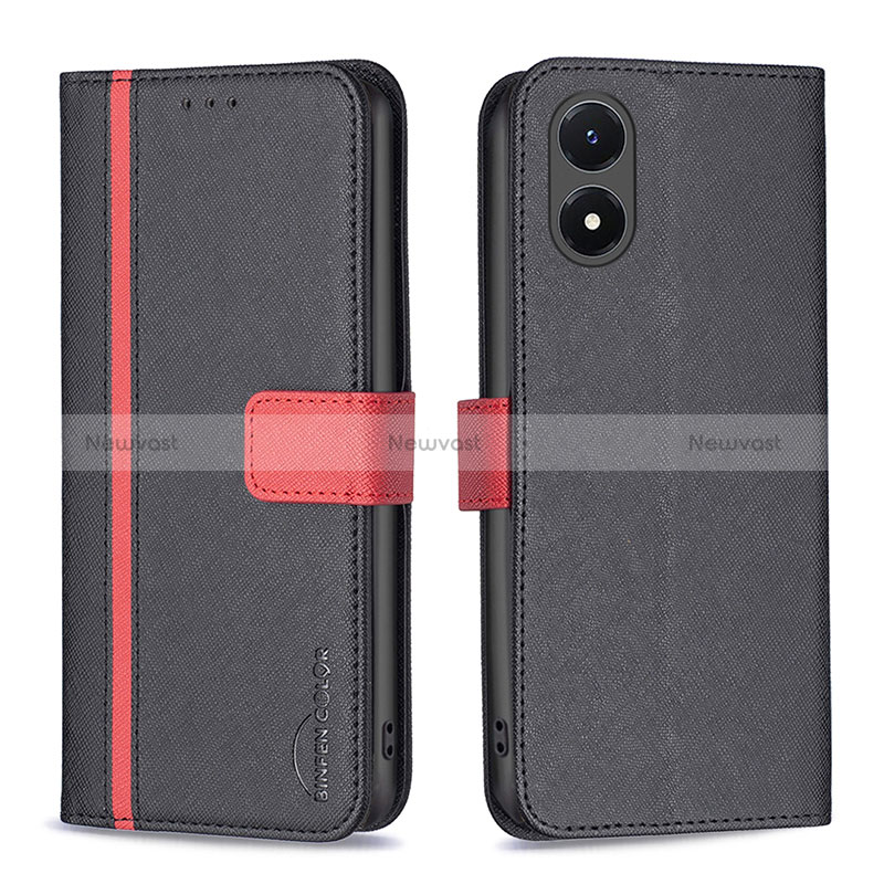 Leather Case Stands Flip Cover Holder B13F for Vivo Y02S