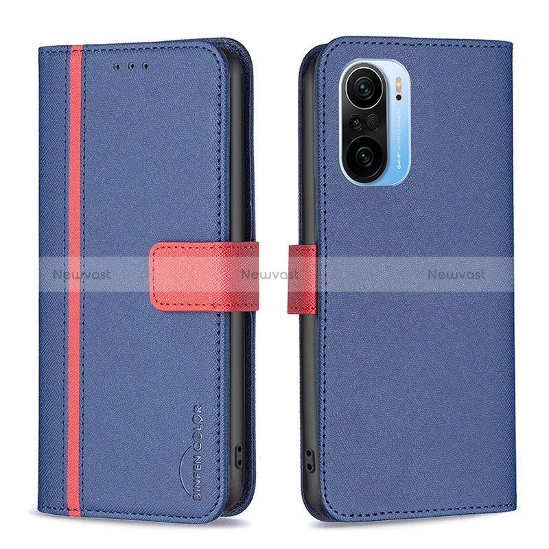 Leather Case Stands Flip Cover Holder B13F for Xiaomi Mi 11i 5G Blue