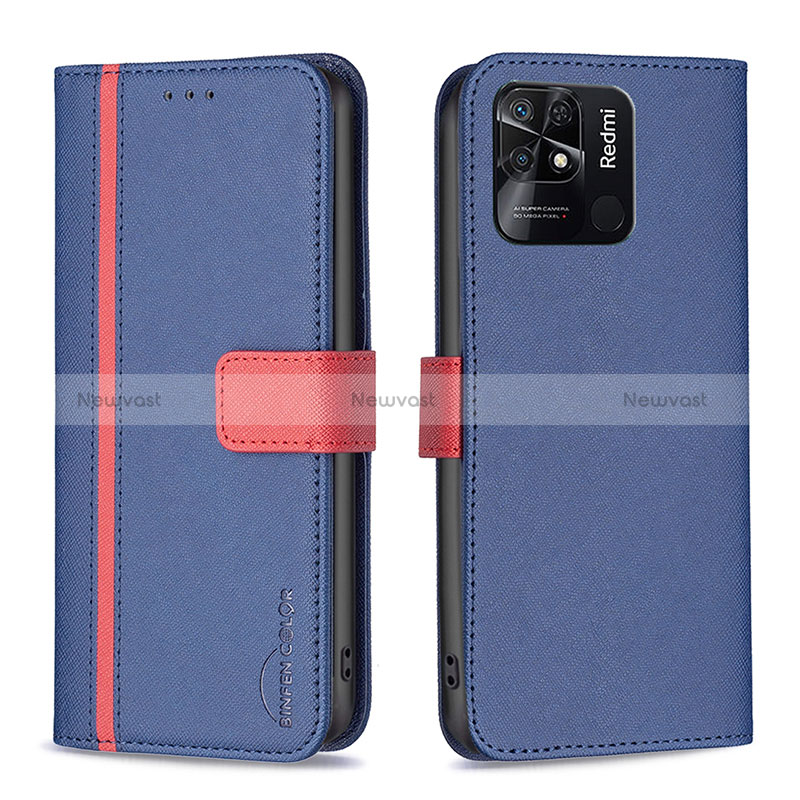 Leather Case Stands Flip Cover Holder B13F for Xiaomi Redmi 10 India