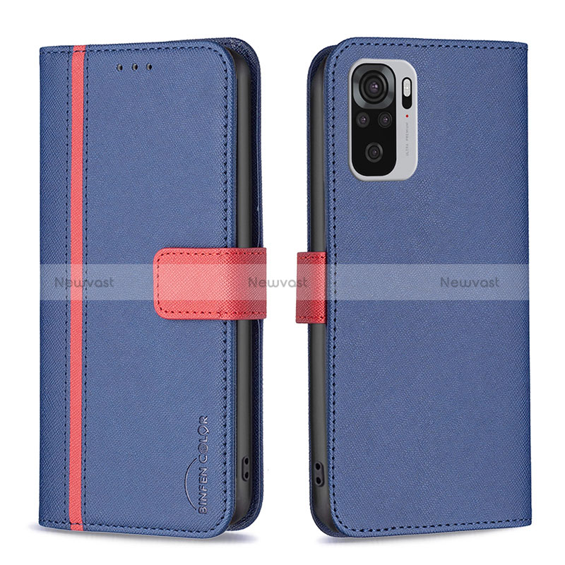 Leather Case Stands Flip Cover Holder B13F for Xiaomi Redmi Note 10 4G