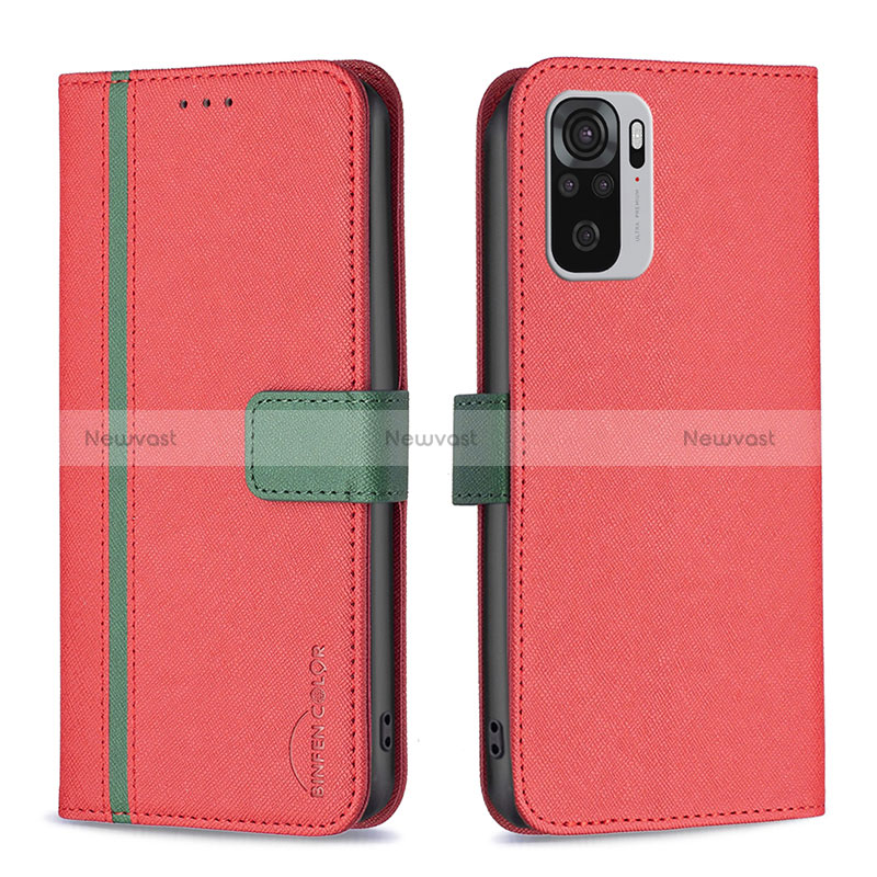 Leather Case Stands Flip Cover Holder B13F for Xiaomi Redmi Note 10 4G