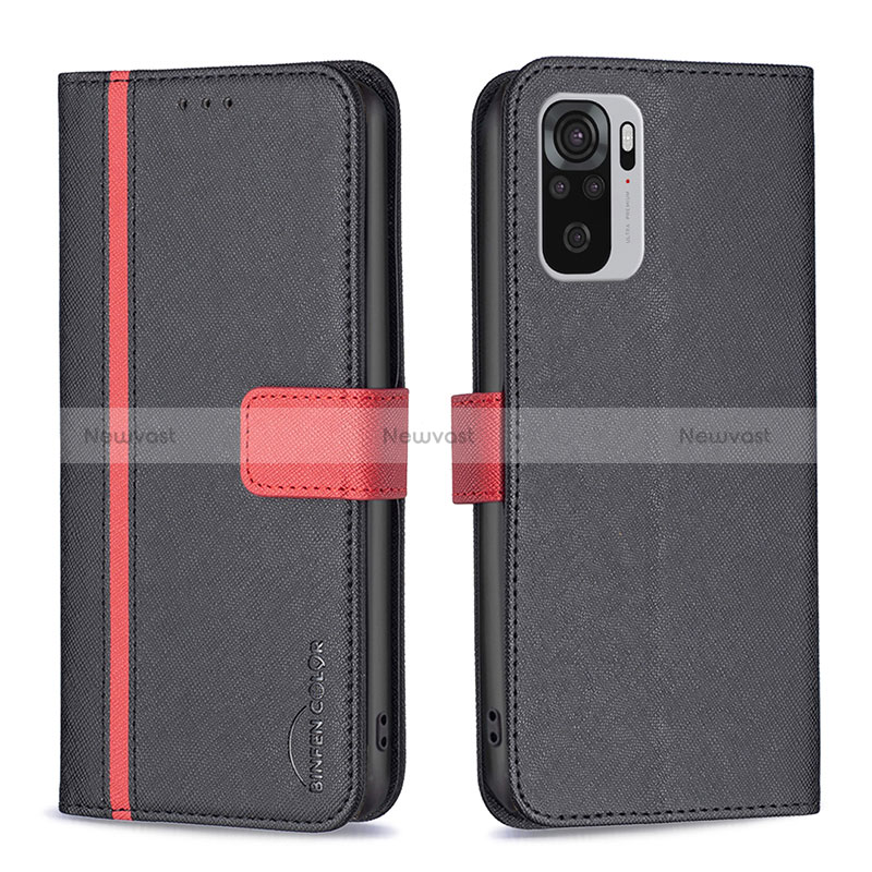 Leather Case Stands Flip Cover Holder B13F for Xiaomi Redmi Note 10 4G