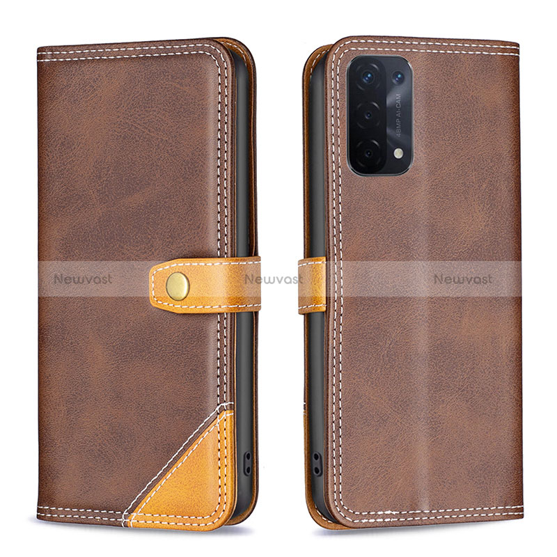 Leather Case Stands Flip Cover Holder B14F for Oppo A54 5G