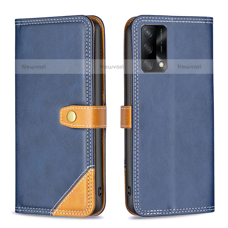 Leather Case Stands Flip Cover Holder B14F for Oppo A74 4G