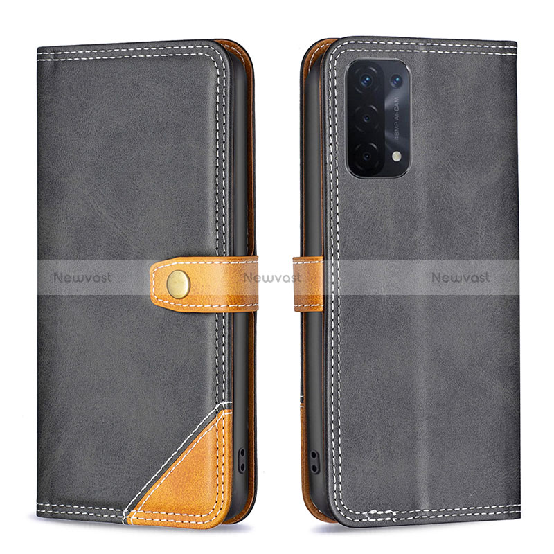 Leather Case Stands Flip Cover Holder B14F for Oppo A74 5G