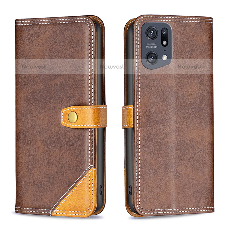 Leather Case Stands Flip Cover Holder B14F for Oppo Find X5 Pro 5G