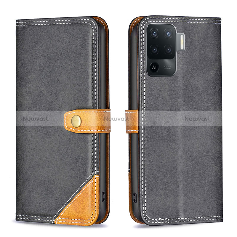 Leather Case Stands Flip Cover Holder B14F for Oppo Reno5 Lite