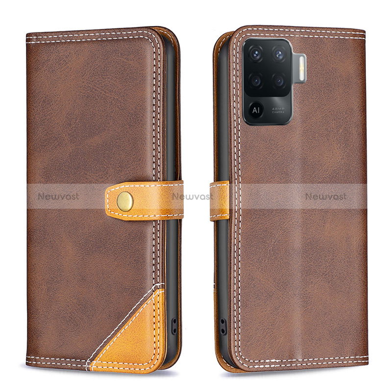 Leather Case Stands Flip Cover Holder B14F for Oppo Reno5 Lite