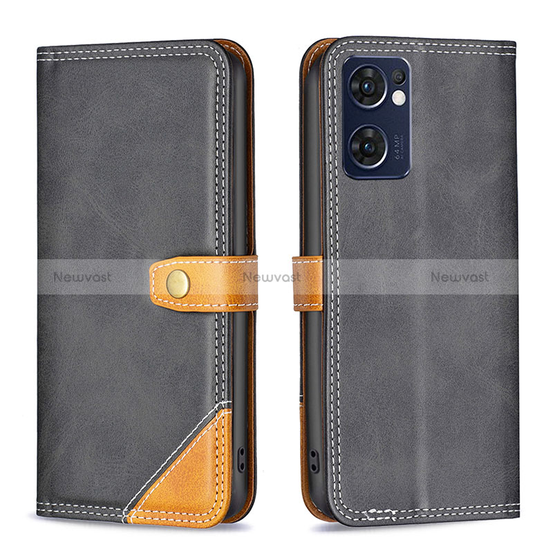 Leather Case Stands Flip Cover Holder B14F for Oppo Reno7 5G