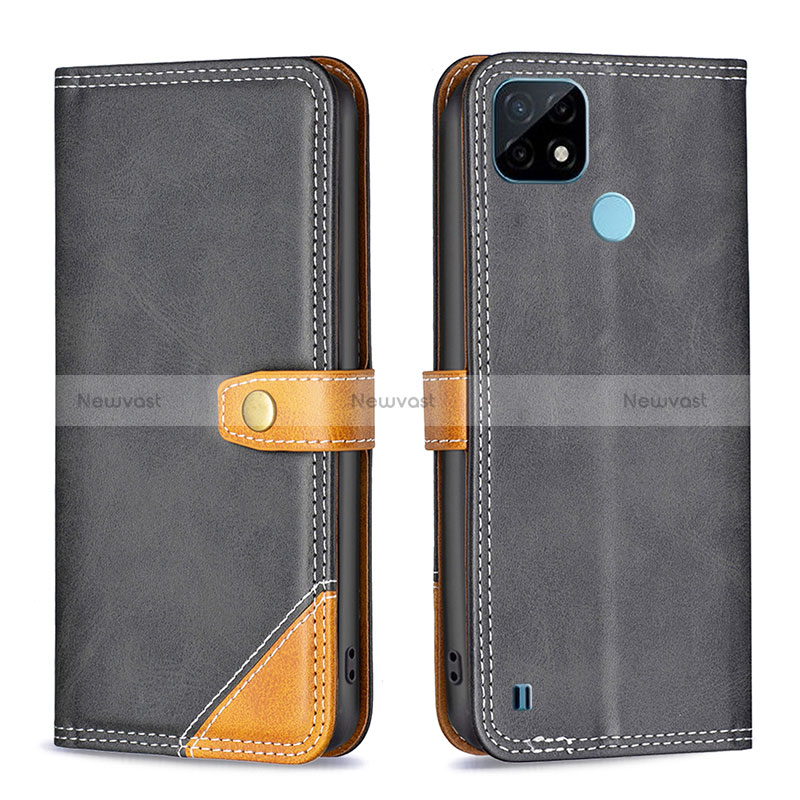 Leather Case Stands Flip Cover Holder B14F for Realme C21