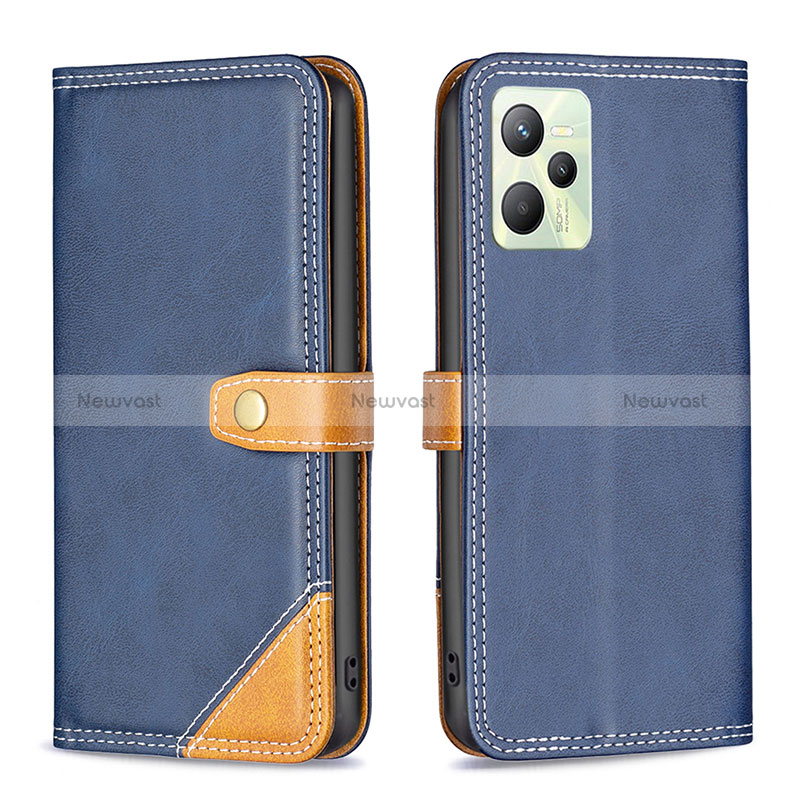 Leather Case Stands Flip Cover Holder B14F for Realme C35