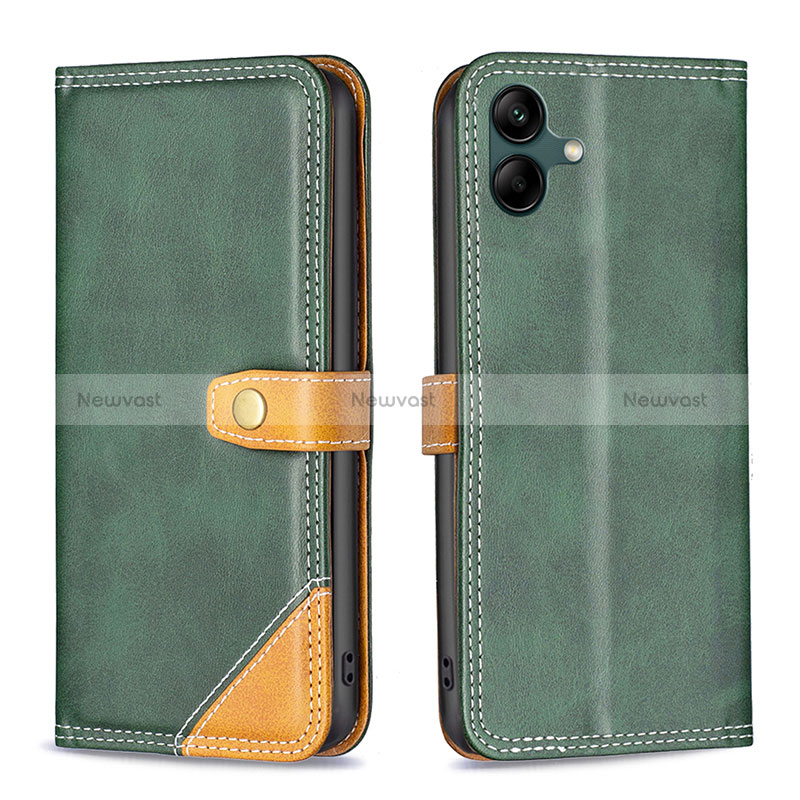 Leather Case Stands Flip Cover Holder B14F for Samsung Galaxy A04 4G Green