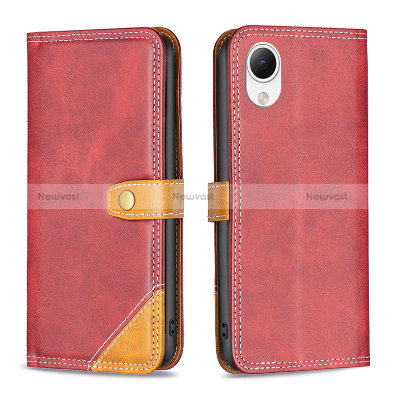 Leather Case Stands Flip Cover Holder B14F for Samsung Galaxy A23 5G SC-56C Red