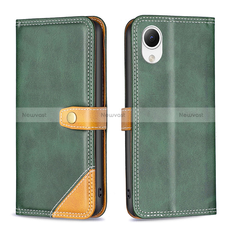 Leather Case Stands Flip Cover Holder B14F for Samsung Galaxy A23s Green