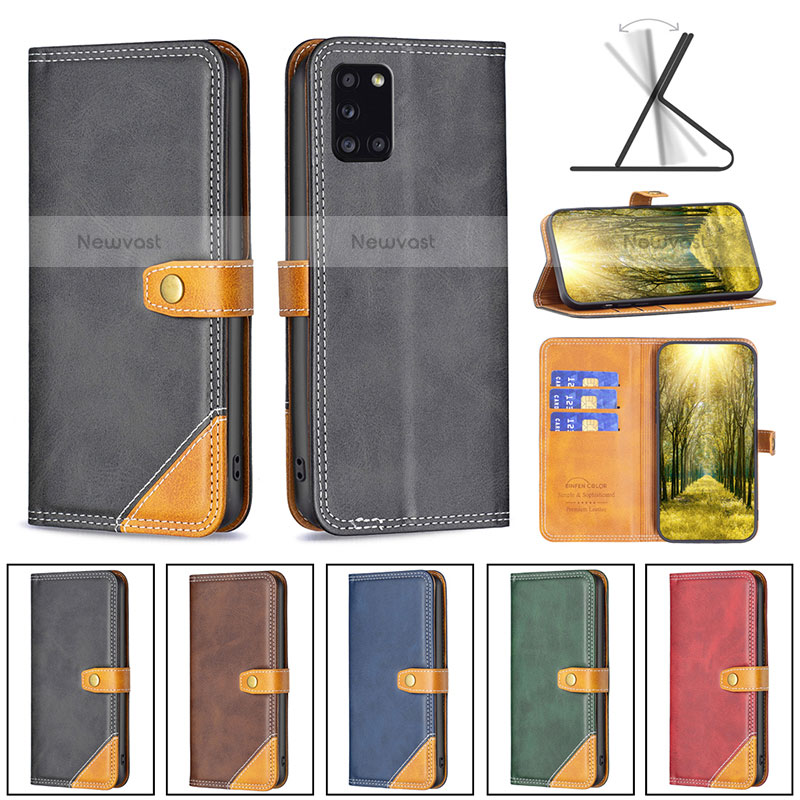 Leather Case Stands Flip Cover Holder B14F for Samsung Galaxy A31