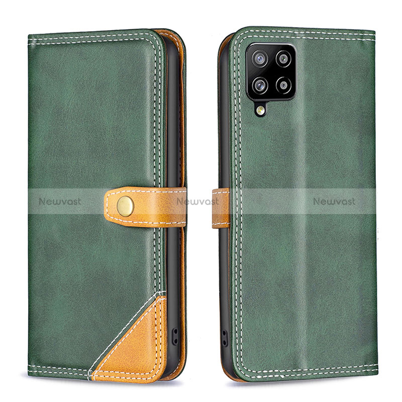 Leather Case Stands Flip Cover Holder B14F for Samsung Galaxy A42 5G Green